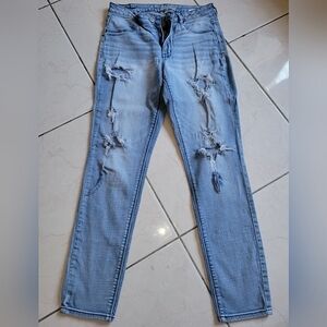 American Eagle Outfitters Vintage Blue Distressed Straight Jeans